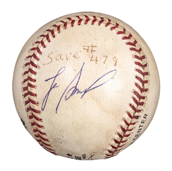 1997 Lee Smith Game Used/Signed Career Save #478 Baseball Used on 6/10/97 - Last Career Save (Smith LOA)